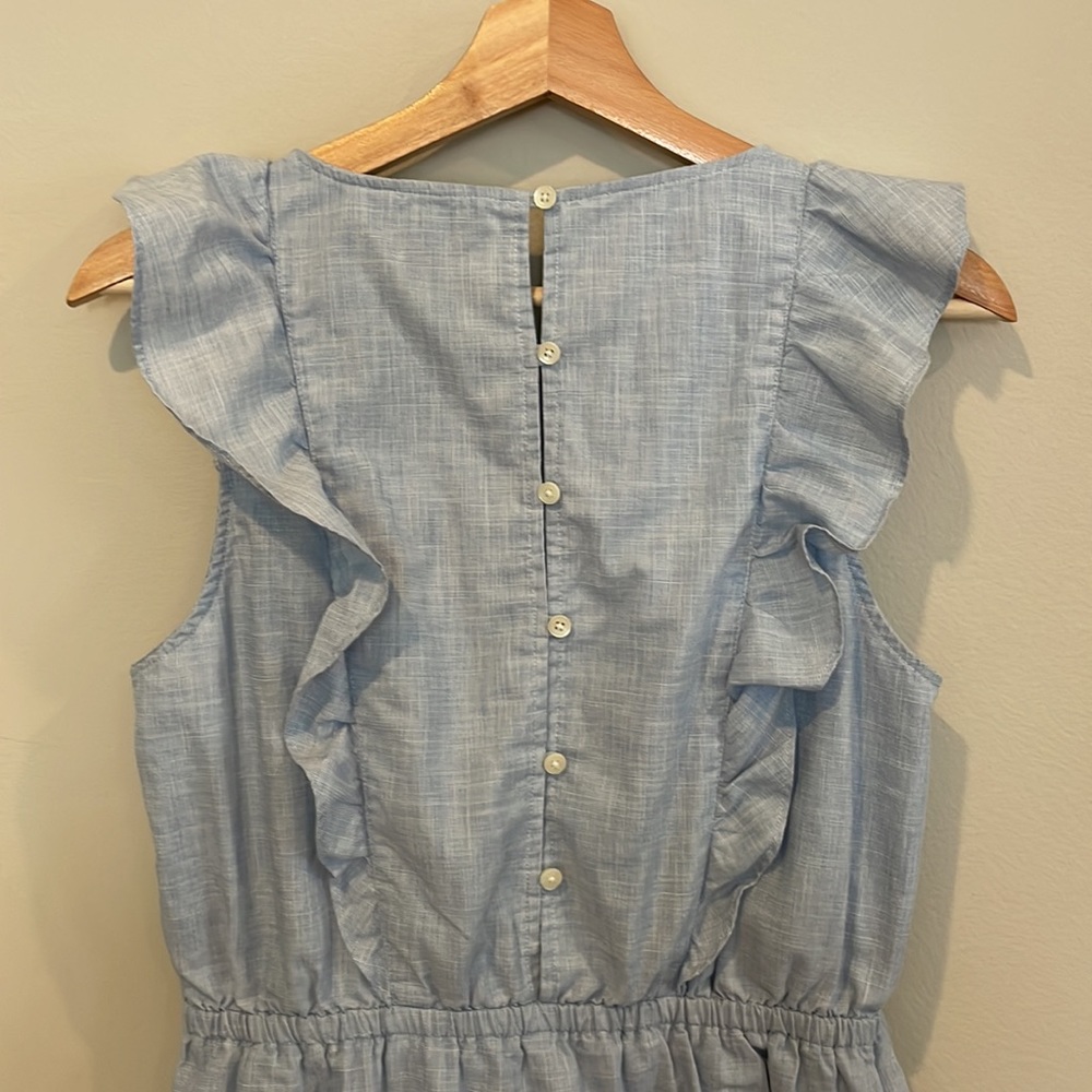 Madewell Chambray Ruffle Mini Dress - Picture 5 of 8